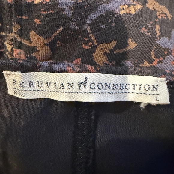 Peruvian Connection Cotton Spandex Maxi Dress Large Black Floral Long Sleeve - Picture 9 of 11